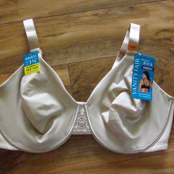 NWT-Vanity Fair Beige Beauty Back Smoothing Minimizer Underwire Bra Size 42DD - Picture 1 of 6